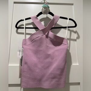 Aritzia Babaton Sculpt Knit Criss Cross Tank Lyrical Lilac Size L NWT